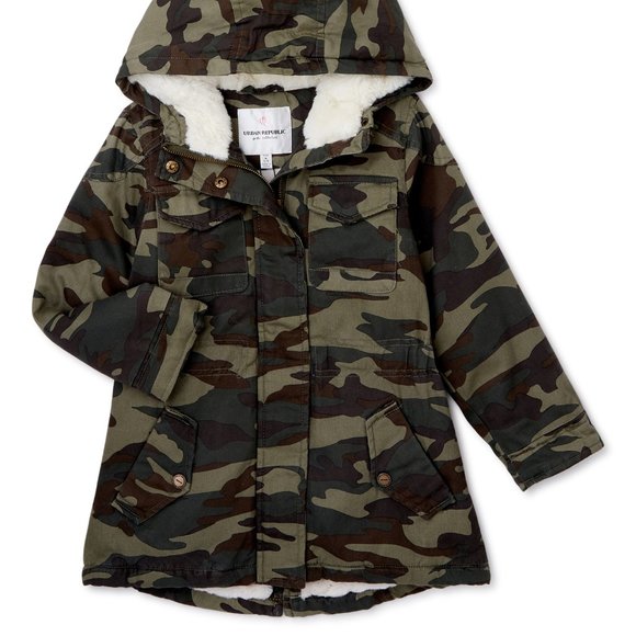 New Girls Heavyweight Cotton Faux Fur Lined Jacket